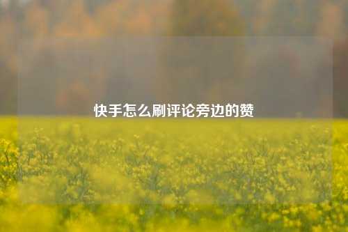 快手怎么刷评论旁边的赞